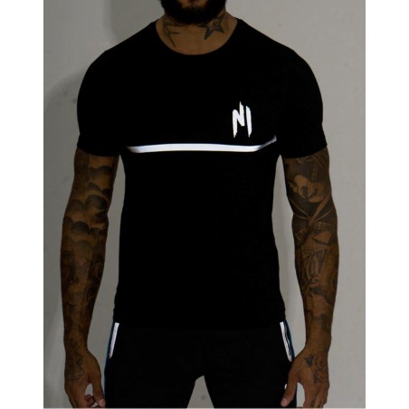 T-shirt NINHO Full noir bande blanche REFLECTOR