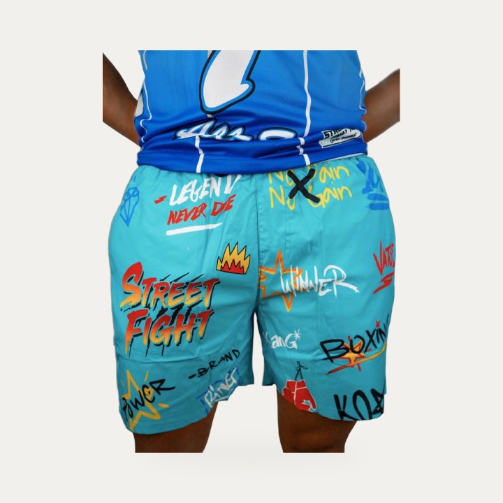 Short de bain Street Fight Vatos turquoise – vue 3