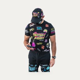 T-shirt Street Fight Vatos noir et rose