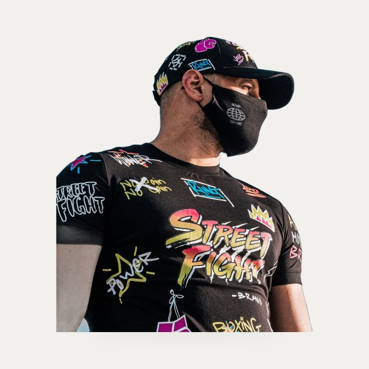 T-shirt Street Fight Vatos noir et rose – vue 2
