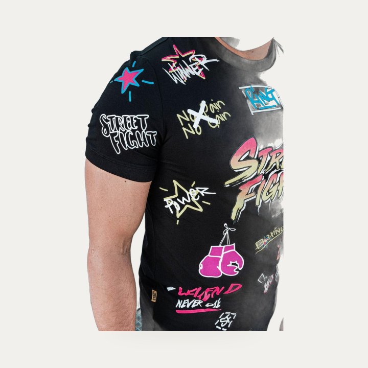 T-shirt Street Fight Vatos noir et rose – vue 5