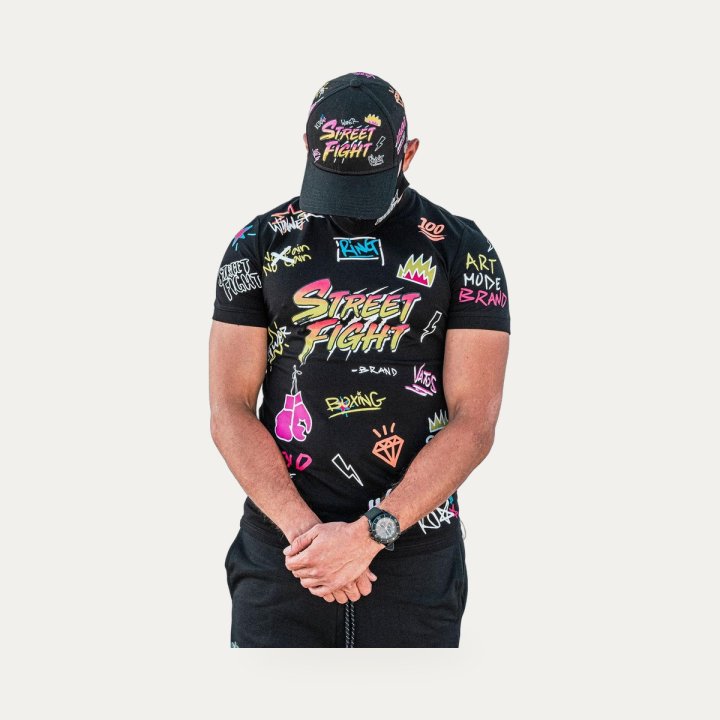 Casquette Street Fight Vatos noire et rose – vue 4