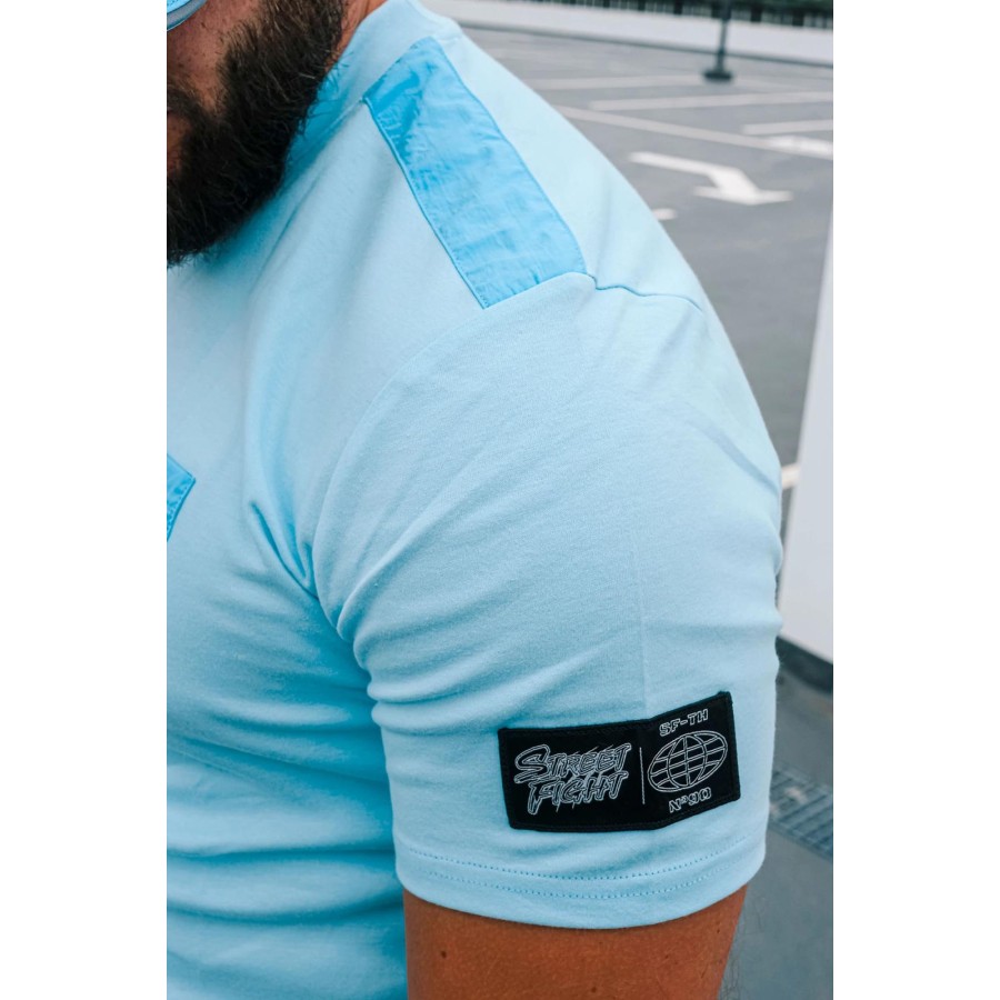 NOUVEAU T-SHIRT STREETFIGHT "MILANO" BLEU CYAN 