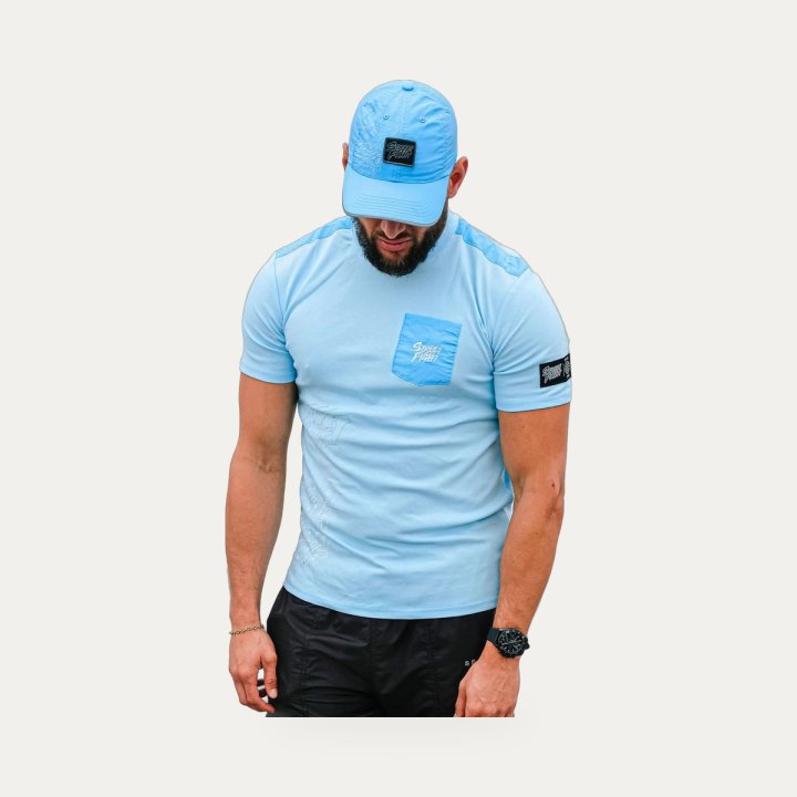 T-shirt Street Fight Milano bleu cyan – vue 3