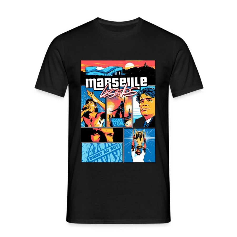 MARSEILLE LEGENDS - OM - Noir Tshirt MARSEILLE - BELSUNCE