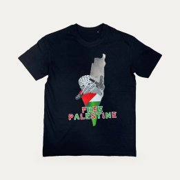 T-shirt Palestine lance-pierre noir