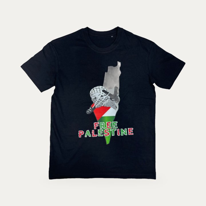 T-shirt Palestine lance-pierre noir