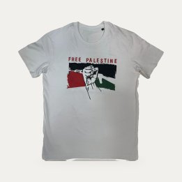 T-shirt Free Palestine poing blanc