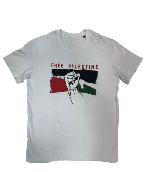 FREE PALESTINE POING tee shirt blanc