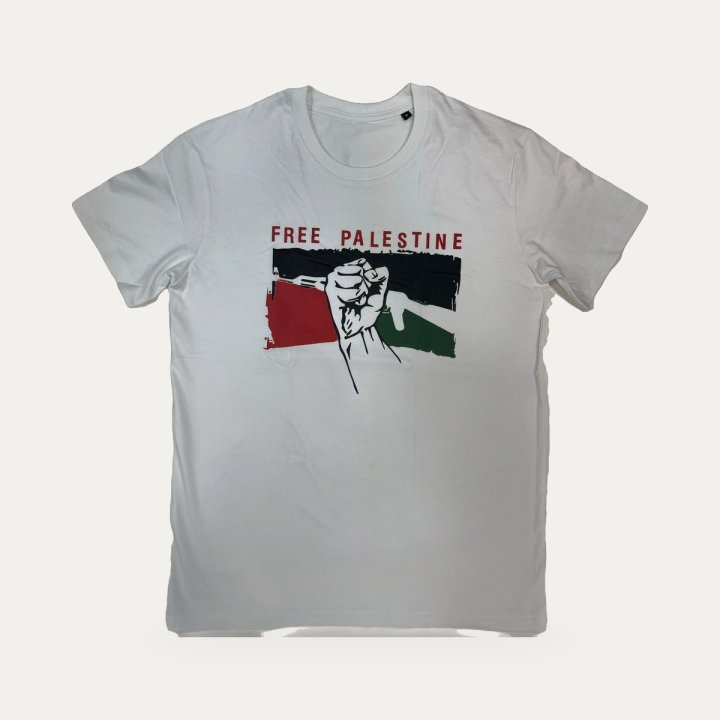 T-shirt Free Palestine poing blanc