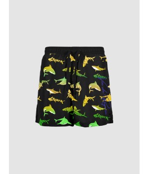 short BRIGHT BLACK YELLOW sharklife vie de requin full shark