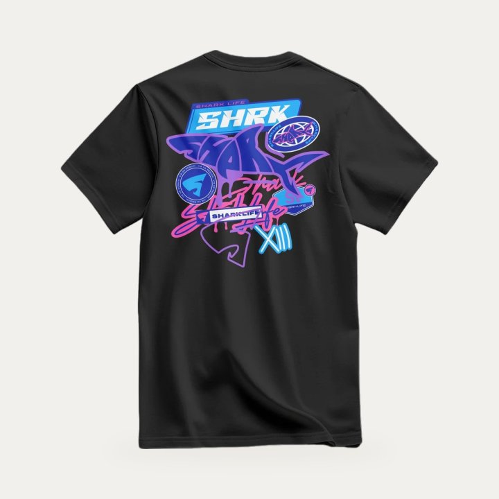 T-shirt Sharklife Shark Land Blue Pink noir – vue 2