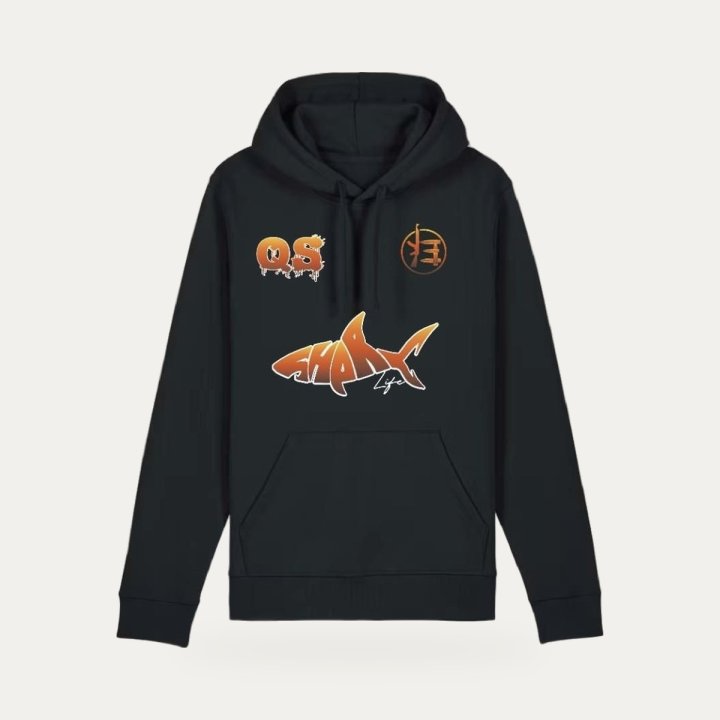 Hoodie Sharklife QS noir et orange
