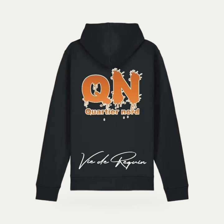 Hoodie Sharklife QN noir et orange – vue 2