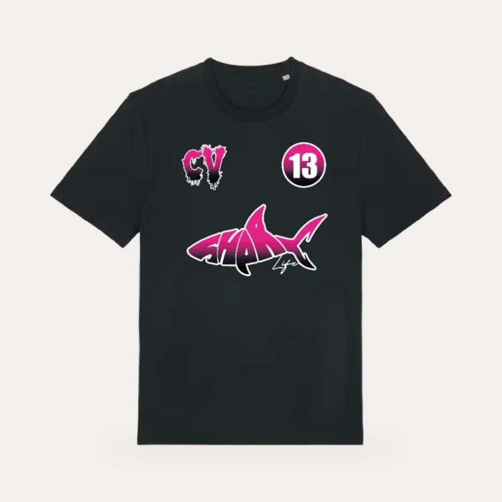 T-shirt Sharklife CV noir et rose