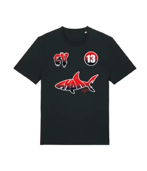 TEE-SHIRT SHARK BLACK RED CV