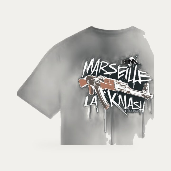 T-shirt Black Marché Marseille la Kalash noir et marron – vue 2