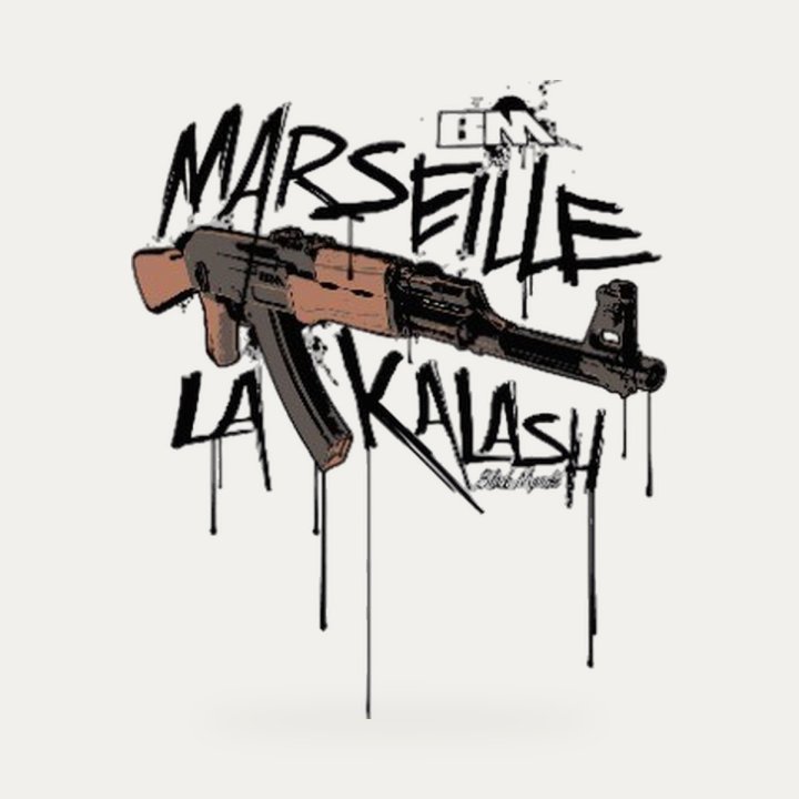 T-shirt Black Marché Marseille la Kalash blanc et marron – vue 2