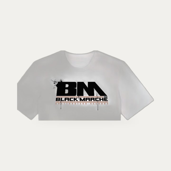 T-shirt Black Marché Marseille la Kalash blanc et marron