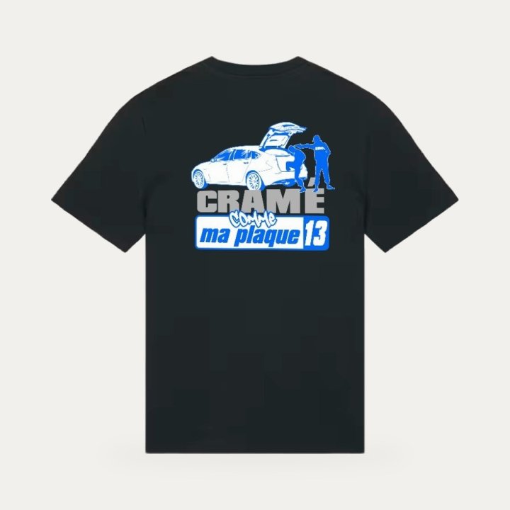 T-shirt Black Marché Cramé comme ma plaque 13 noir et bleu – vue 2