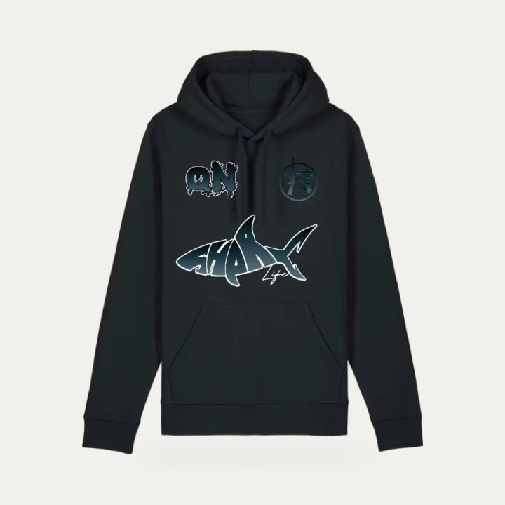 Hoodie Sharklife Quartier Nord QN tout noir
