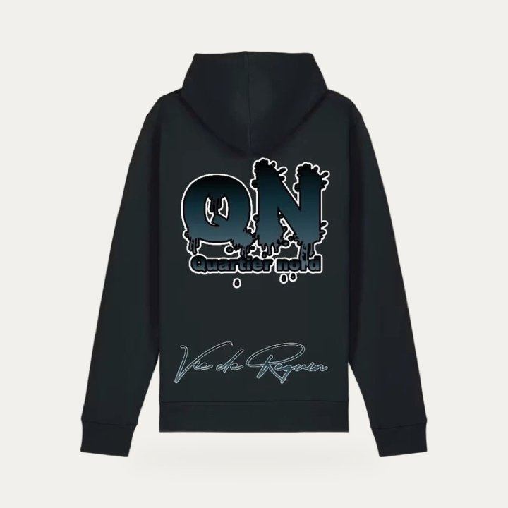 Hoodie Sharklife Quartier Nord QN tout noir – vue 2