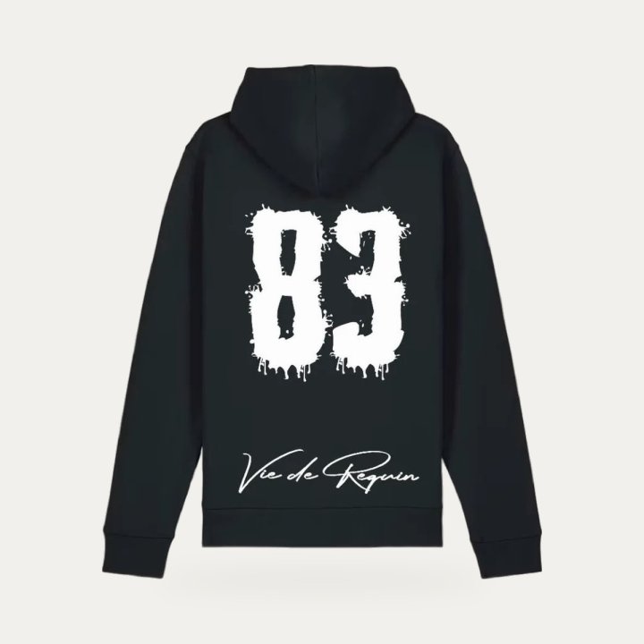 Hoodie Sharklife Shark 83 noir et blanc – vue 2